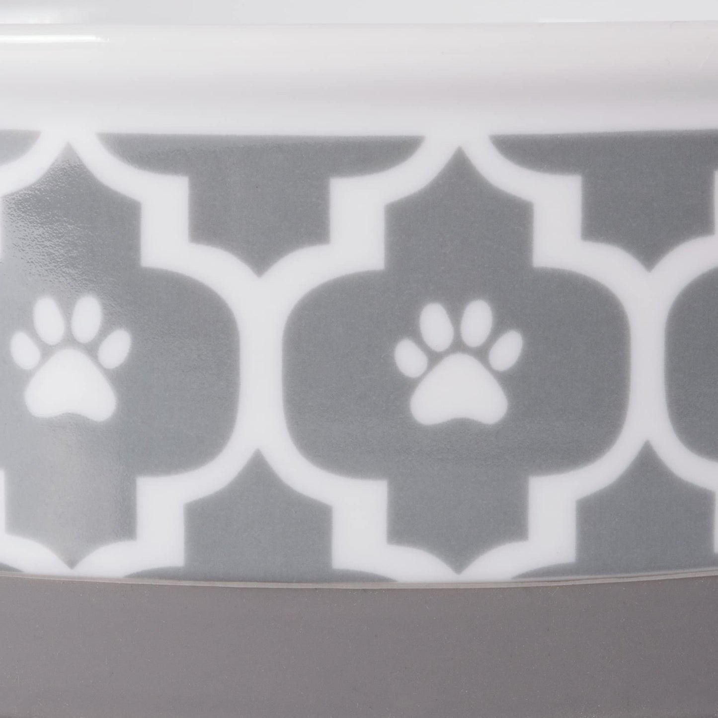 DII Bone Dry Lattice Ceramic Small Pet Bowl For Food & Water, 4.25" Dia x 2"H, With Non-Skid Silicone Rim for Dogs and Cats-Gray