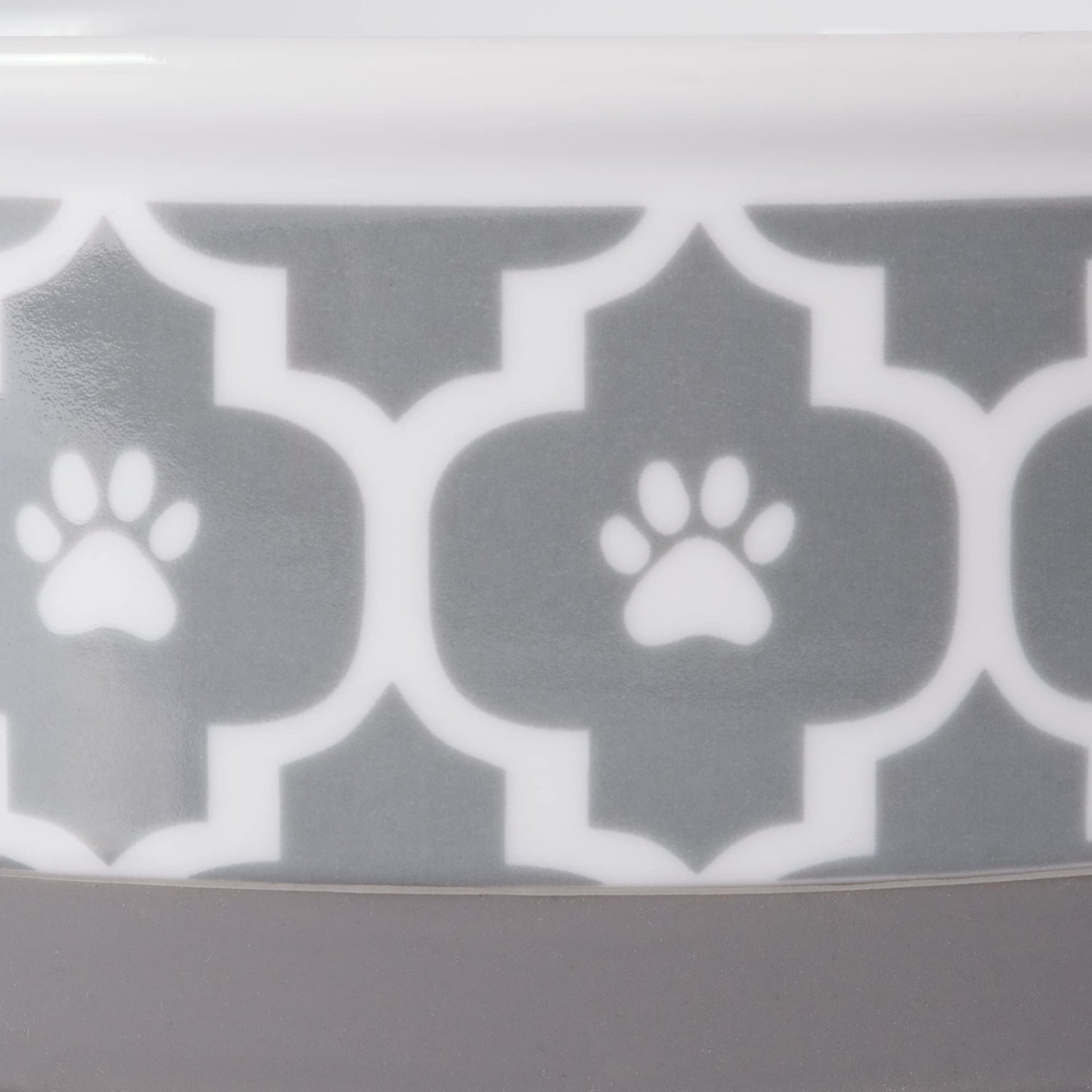 DII Bone Dry Lattice Ceramic Pet Bowl for Food & Water with Non-Skid Silicone Rim for Dogs and Cats (Small - 4.25" Dia x 2"H) Gray - Set of 2