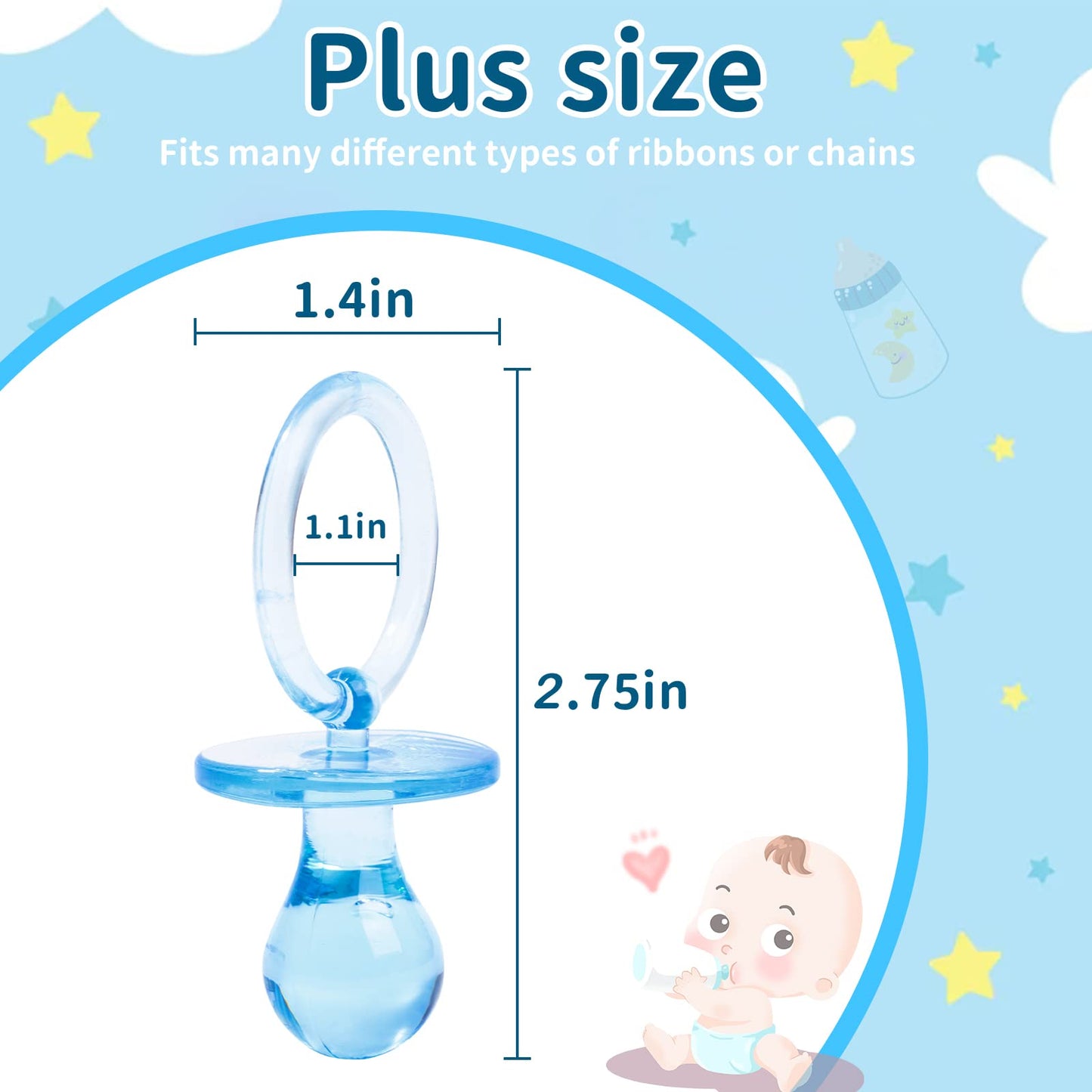 Chupetes Acrílicos XINHUIDALSQ Azul 36 Piezas para Juego de Baby Shower