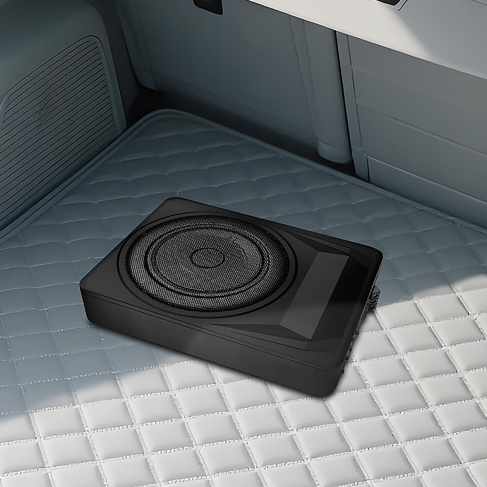 litillbuly Subwoofer de coche de 10 pulgadas, 1200 W, subwoofer delgado para debajo del asiento, entrada de nivel alto/bajo, subwoofer de audio para coche/camión, subwoofer integrado