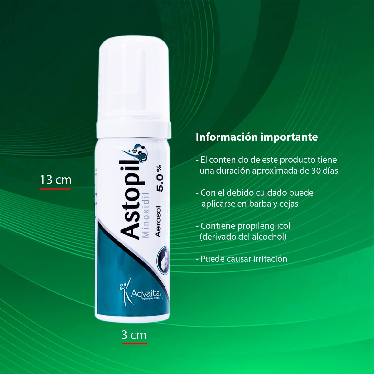 Espuma Minoxidil 5% Advaita Astopil Blanca sin Aroma Unisex 2 Pack