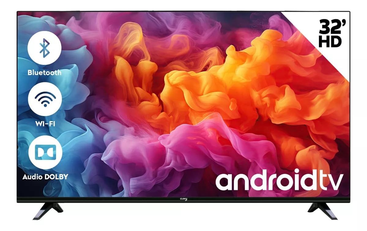 CUORY Smart TV 32" Full HD DLED Android 12 Television 1366x768 HDMI USB Bluetooth Dolby Atmos Gaming Mode Marco Delgado Negro