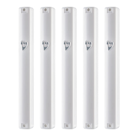 SUPER STAM MEZUZAH - Soporte para Caja (shidell) (plástico Plateado) con Forma Rectangular de 6.3/4 Pulgadas -17.5 x 2 x 2 c''m, Corcho de Goma Impermeable Lote de 5 (Blanco, 15 (para Rollo de 15 cm)