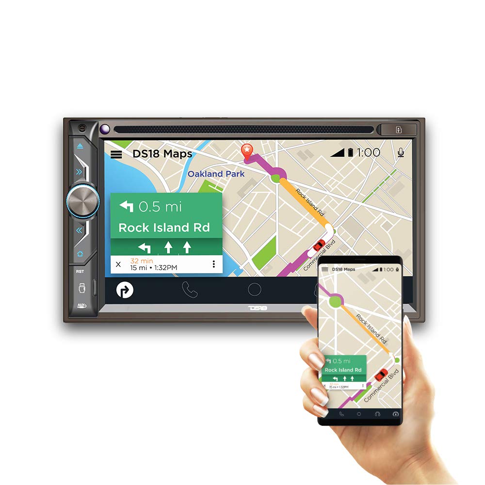 DS18 DDX6.9 Radio estéreo para Coche de 6 x 9 Pulgadas, Pantalla táctil Doble DIN Headunit con DVD, Bluetooth, USB y Enlace de Espejo para iOS y Android AUX/USB/SD/Am/FM Receptor Multimedia