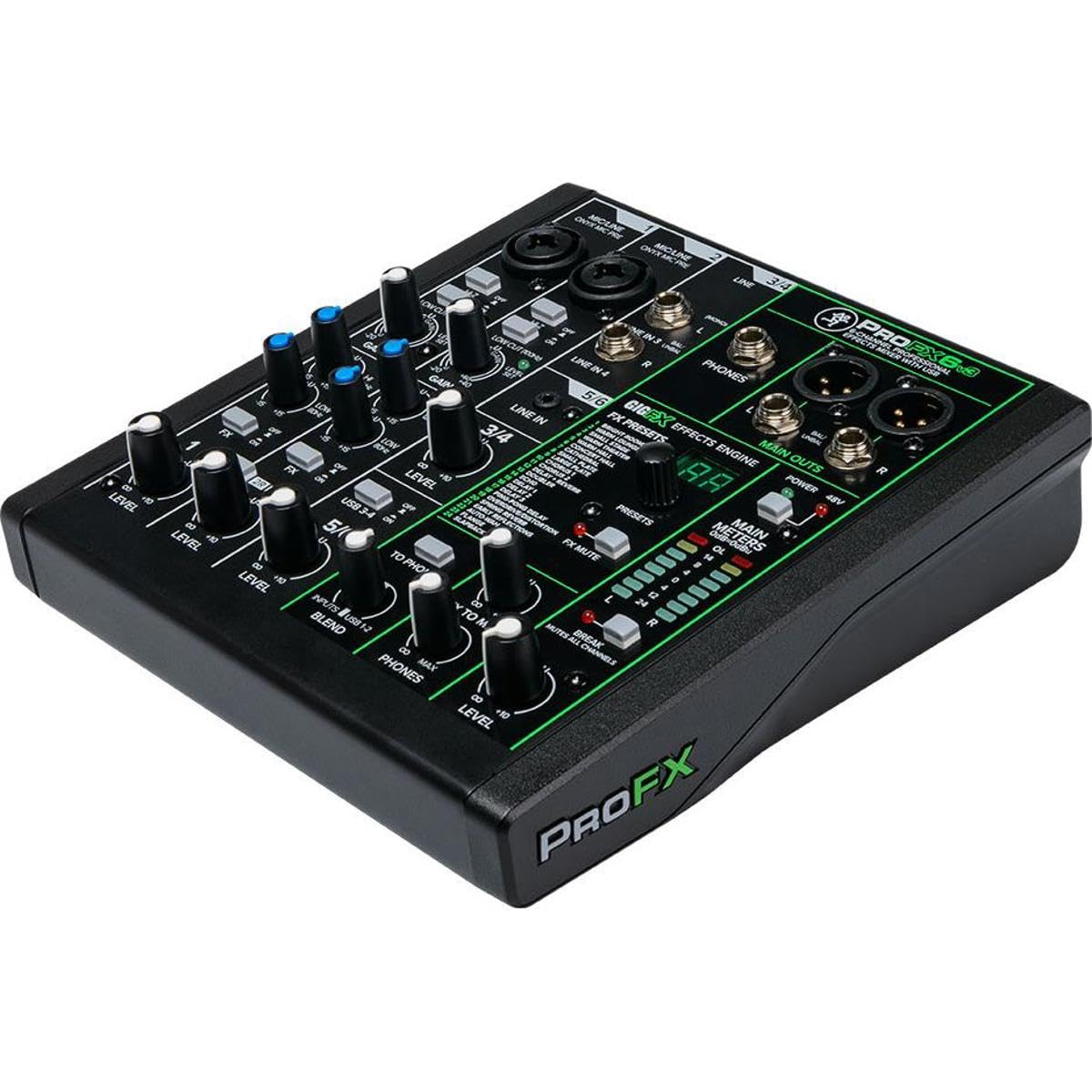 Mezclador Profesional Mackie Effects USB 6 Canales ProFXv3 Preamplificadores Onyx Motor GigFX