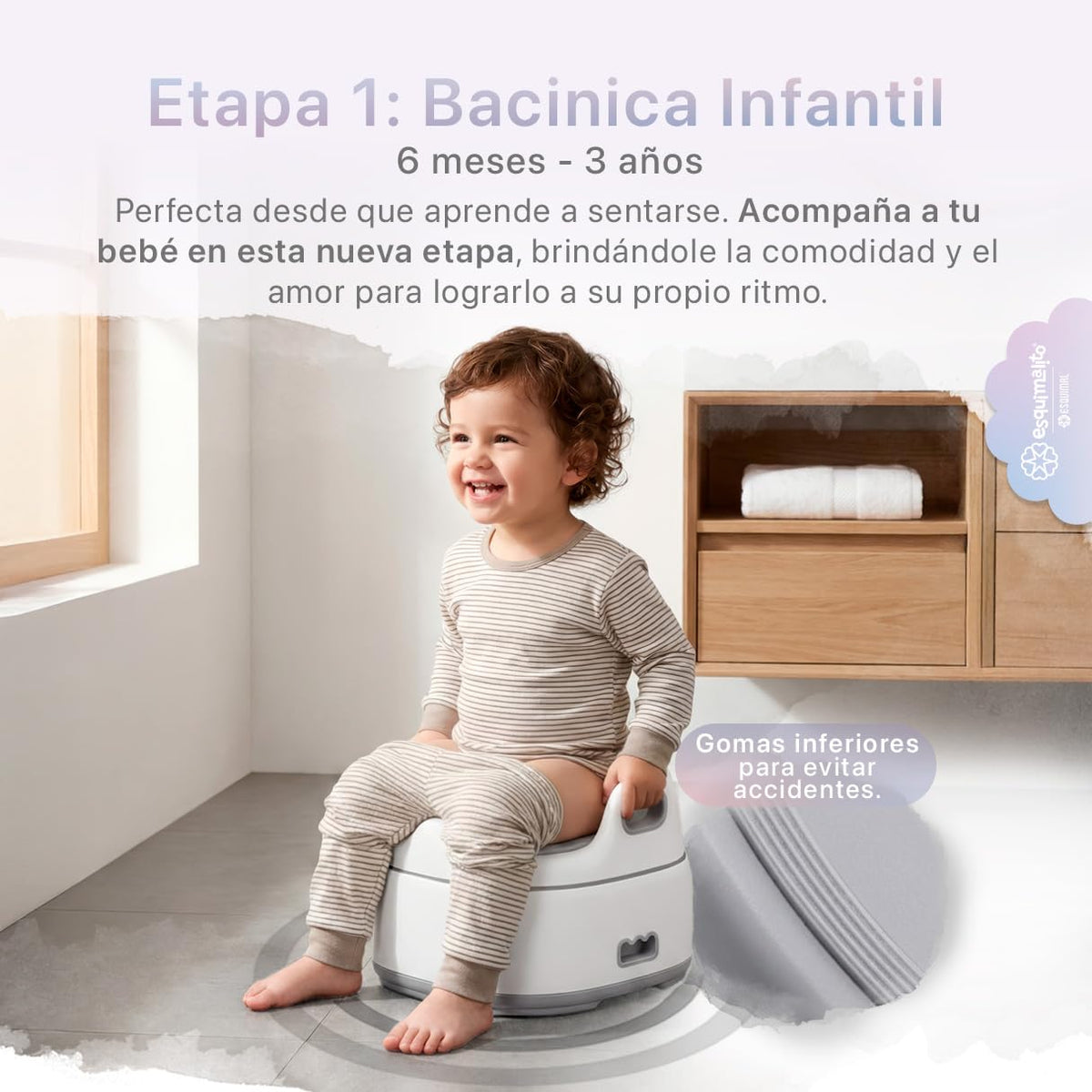 ESQUIMAL Bacinica 3 en 1 Baño Entrenador Niño y Niña Asiento WC Blanco