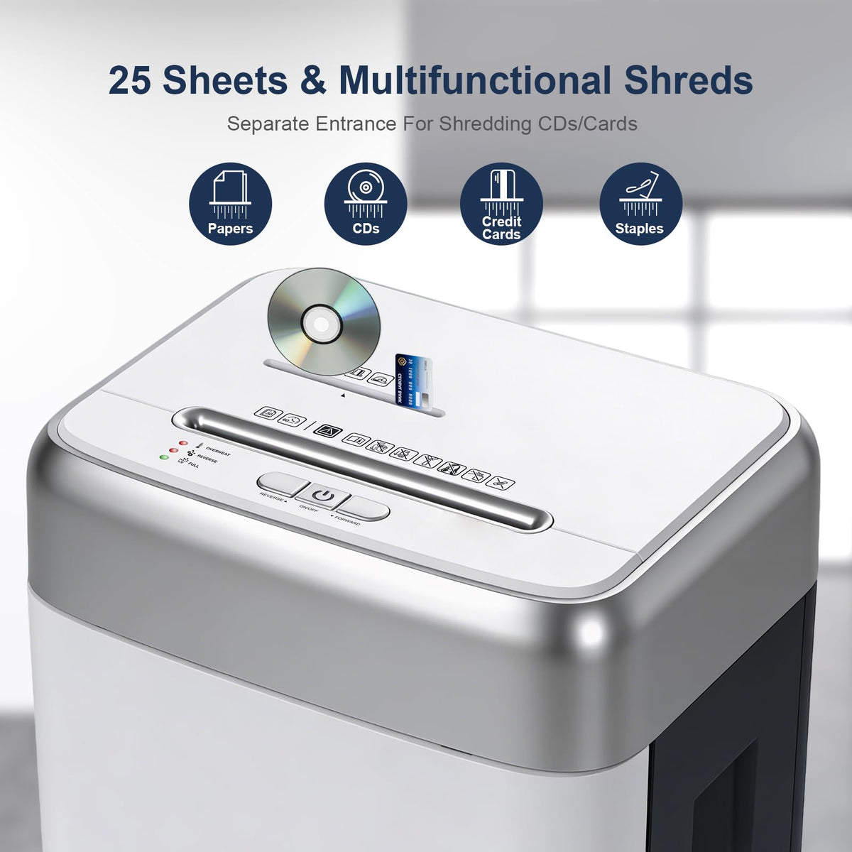 Trituradora de Papel Wingwise Resistente 25 Hojas para Oficina en Casa