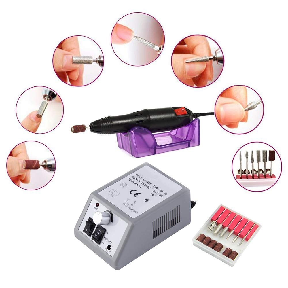Kit De Taladro Eléctrico Para Uñas Pinkiou Gris Pluma Profesional Manicura y Pedicura