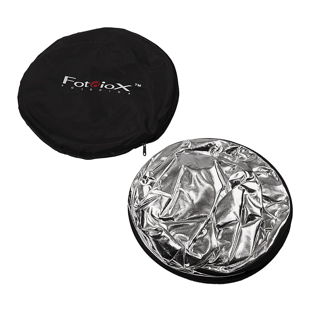 Fotodiox Pro - Reflector 5 en 1, Disco Plegable de Calidad Premium (Plateado/Dorado/Negro/Blanco/difusor)