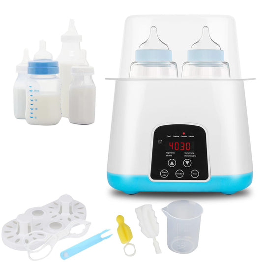 Calienta Biberones, Esterilizador con Calentador Multifuncional Portátil 6 en 1, Vaporizador de Comida para Bebé, Control de Temperatura Las 24 Horas, sin BPA para calor de Tarros de Comida para Bebé