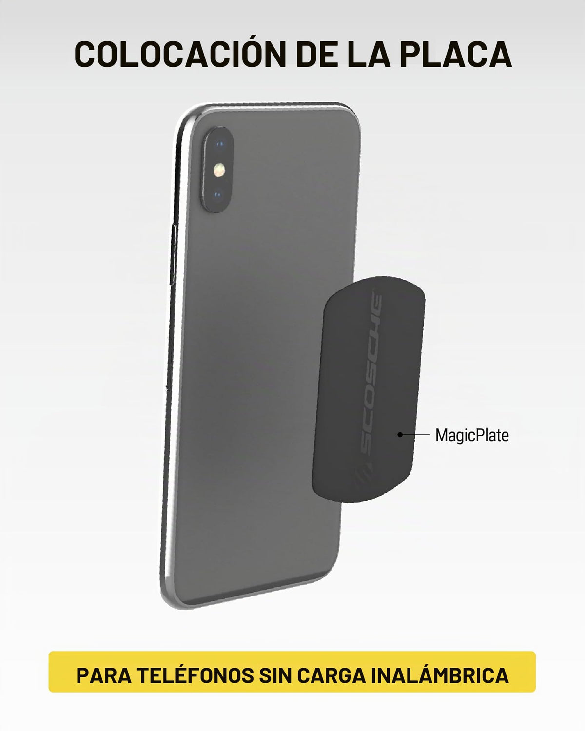 Juego de Placas de Metal Scosche MagicMount Negro con calcomanía Fuerte para Soporte Magnético Universal para Teléfono Celular