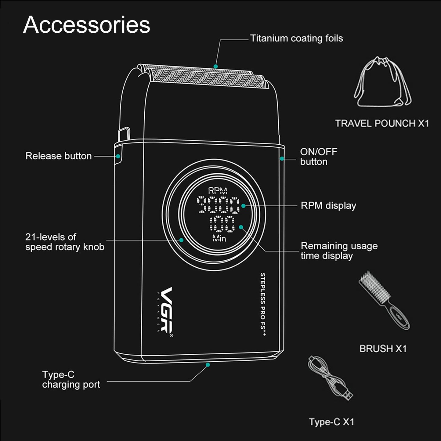 Afeitadora de láminas 377 para hombres, afeitadora eléctrica para afeitar la cara con láminas dobles, motor de 21 velocidades y 9000 RPM, afeitadoras para calvas, pantalla LED, láminas de titanio,
