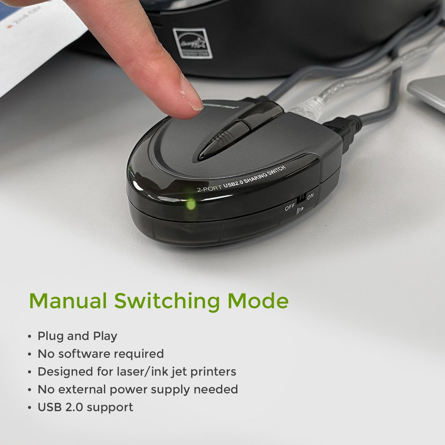 IOGEAR 2-Port USB 2.0 Automatic Printer Switch, GUB231