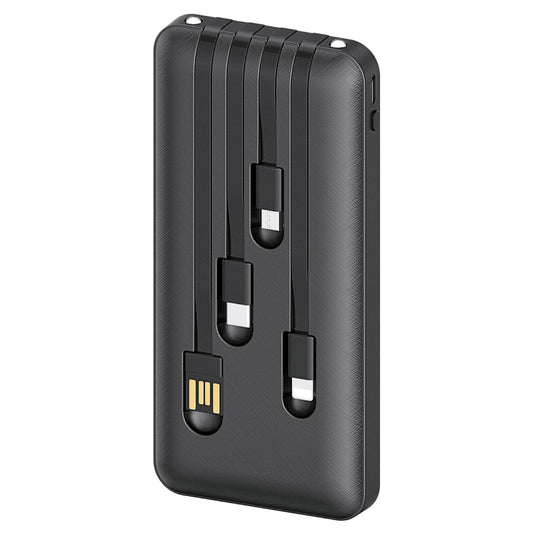 Batería Portátil 1 Hora LED Negra con 4 Cables Incorporados y Pantalla Digital