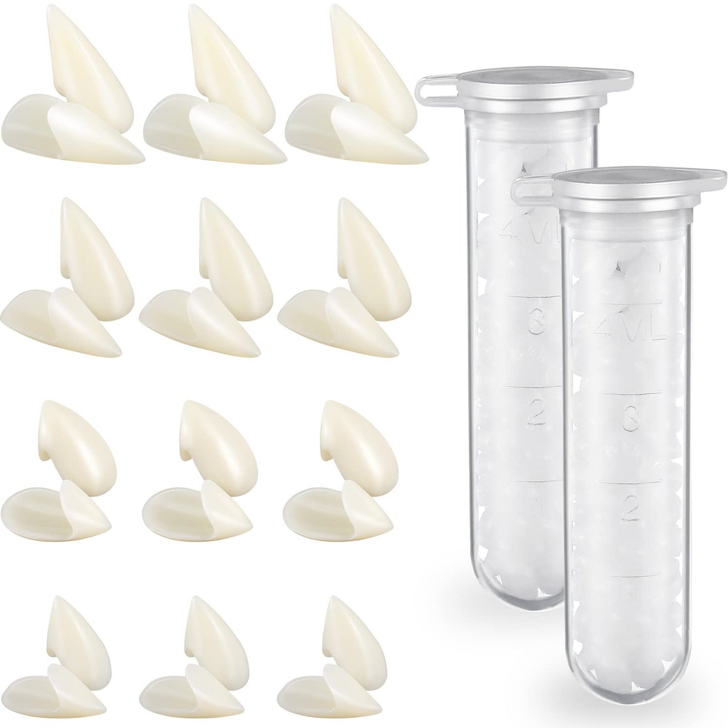 Dientes de Vampiro Disfraz 12 Pares en Blanco con Colmillos Falsos para Fiesta de Halloween