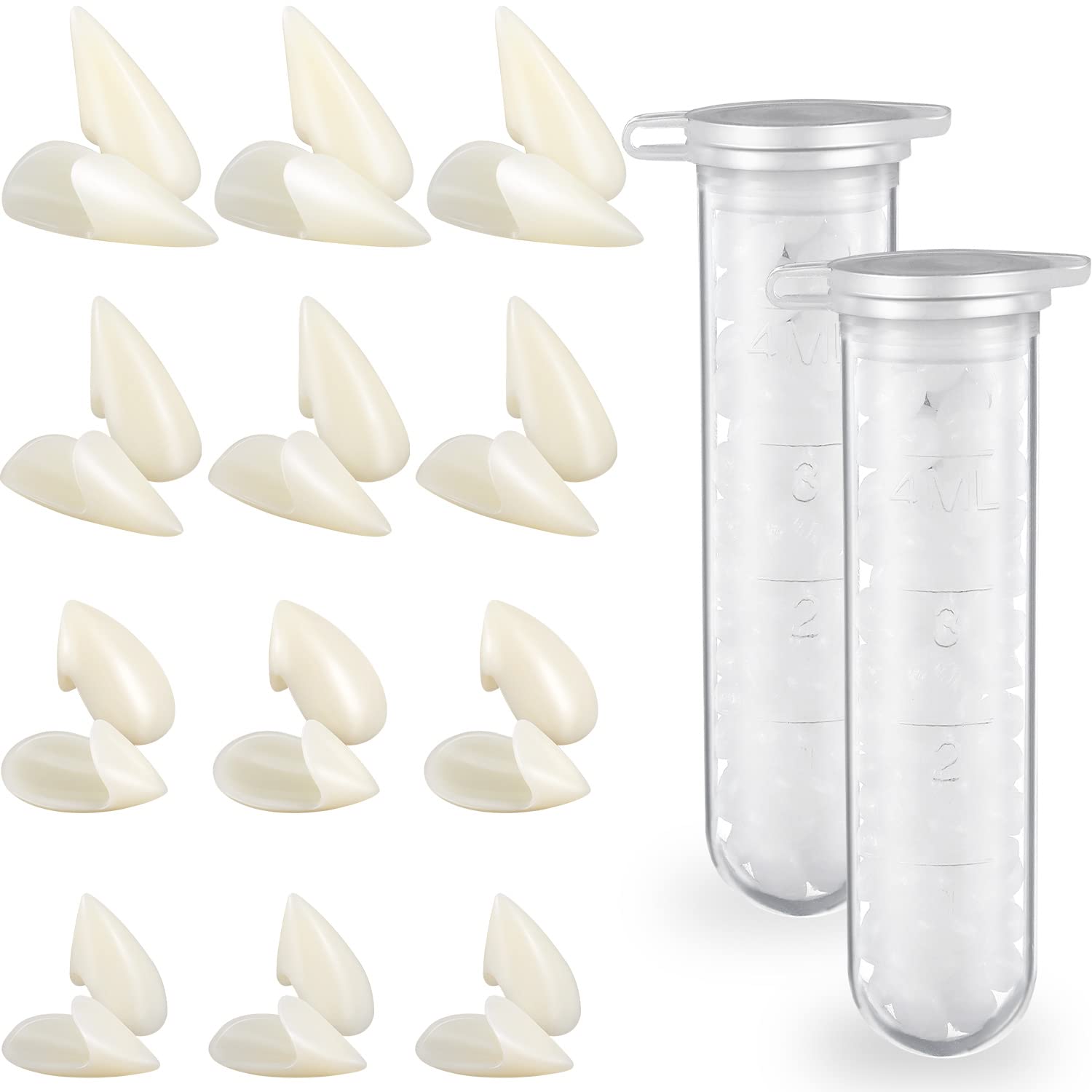 Dientes de Vampiro Disfraz 12 Pares en Blanco con Colmillos Falsos para Fiesta de Halloween