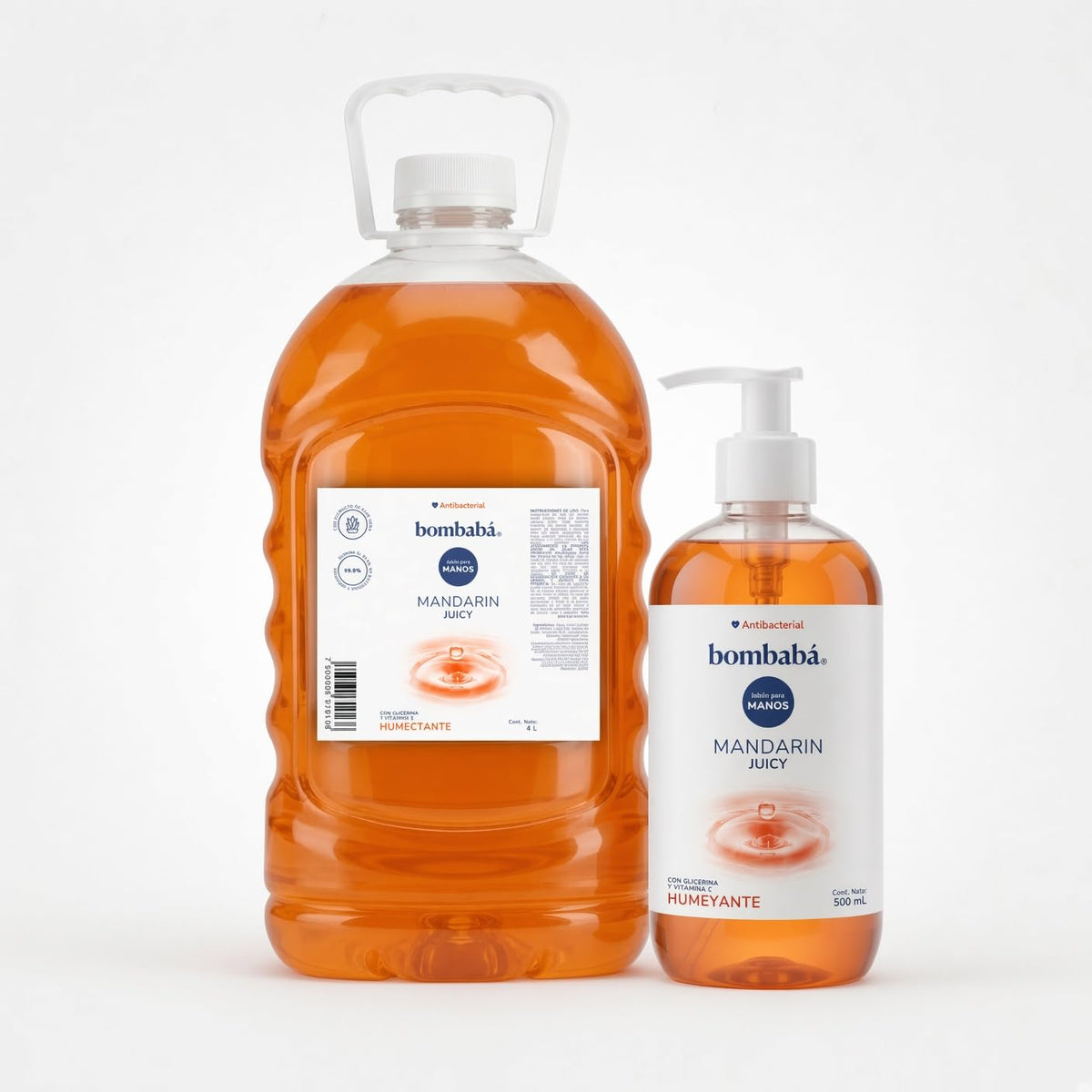 Bombabá - Jabón Líquido Manos Premium Bombabá Kit 4.5 Lt Con Dosificador - Fórmula Suave Para Lavado Frecuente - Para Baño, Cocina, Oficina y Negocio (Mandarin Juicy)