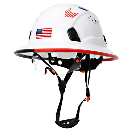 Cascos duros de borde completo con visera de construcción aprobados por OSHA - Cascos duros ventilados para hombres, Casco duro negro con correa para la barbilla, seguridad negro con visera tintada