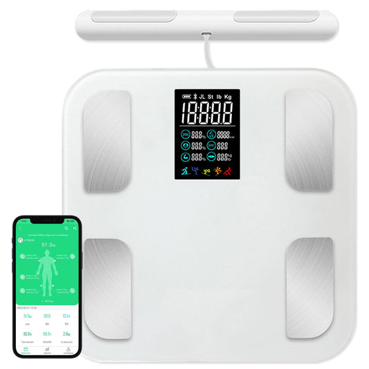 EDWINAYY Báscula Inteligente 8 Electrodos - Analizador Corporal Bluetooth con Bioimpedancia | Mide Grasa/Músculo/Hueso