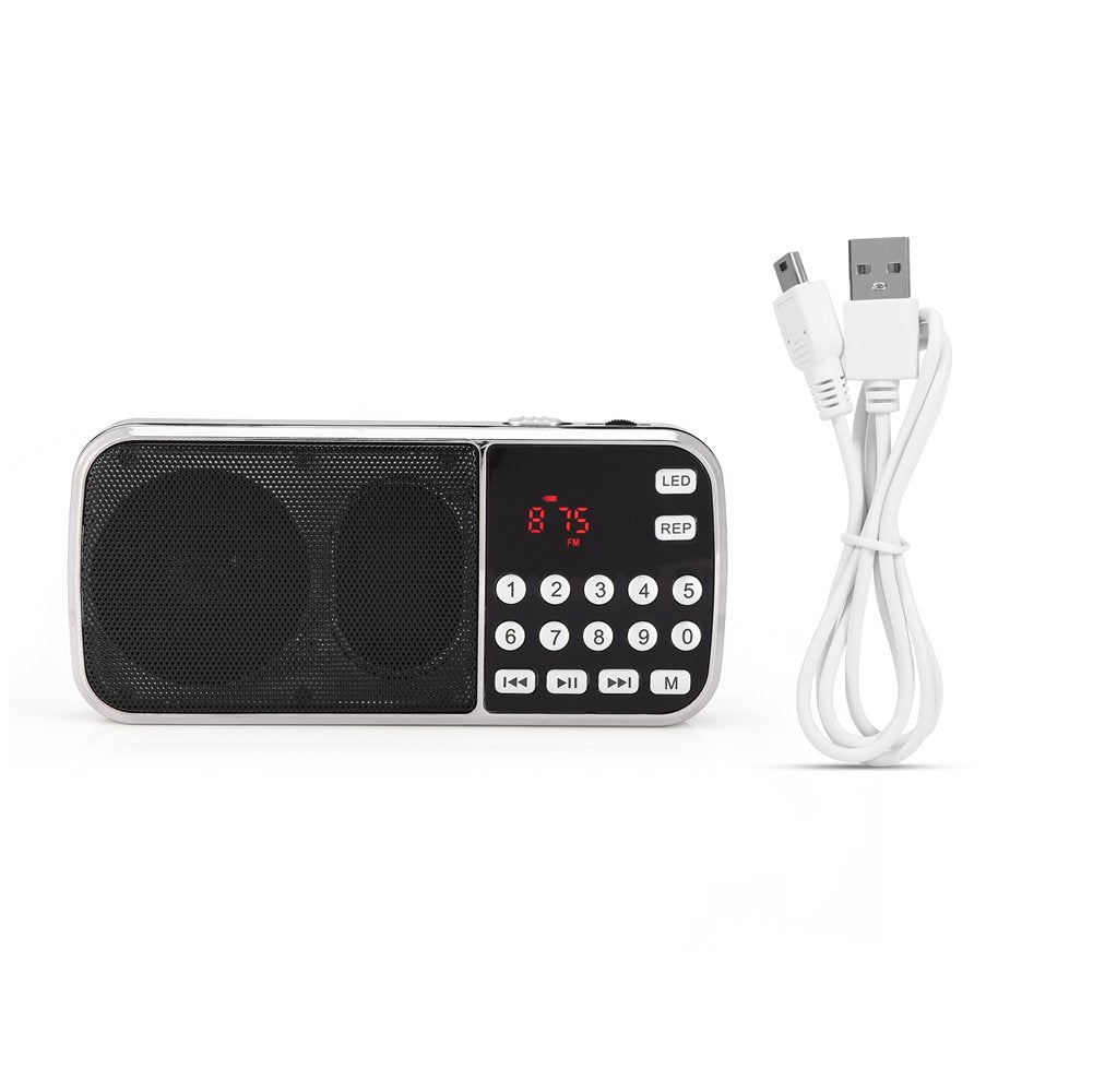 Ciglow Radio FM, Mini Portátil de Audio Digital Reproductor de Música Altavoz con Linterna LED Soporte TF Tarjeta USB AUX
