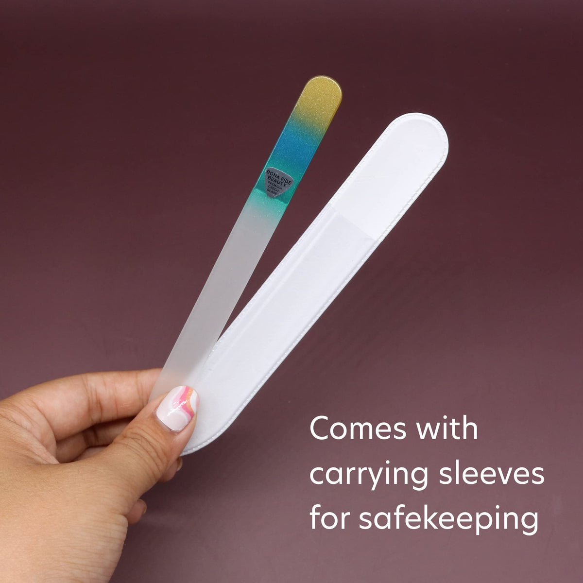 Glass Nail File Manicure Set, Nail Filer for Professional Manicure Nail Care - Bona Fide Beauty (10-Piece Set) Genuine Czech Glass