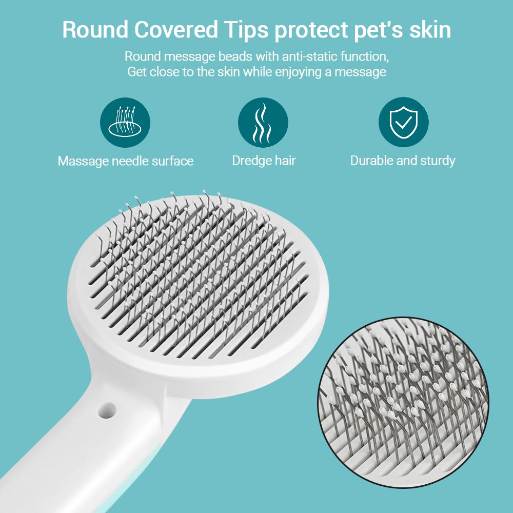 JESWO 2 en 1 Cepillo para Perro y Gato con Cortauñas Eléctrico, Autolimpiante Peines Quita Pelo de Mascotas, Limador de Uñas para Gato Sin Dolor Silencioso, Masaje y Peinado de Mascotas