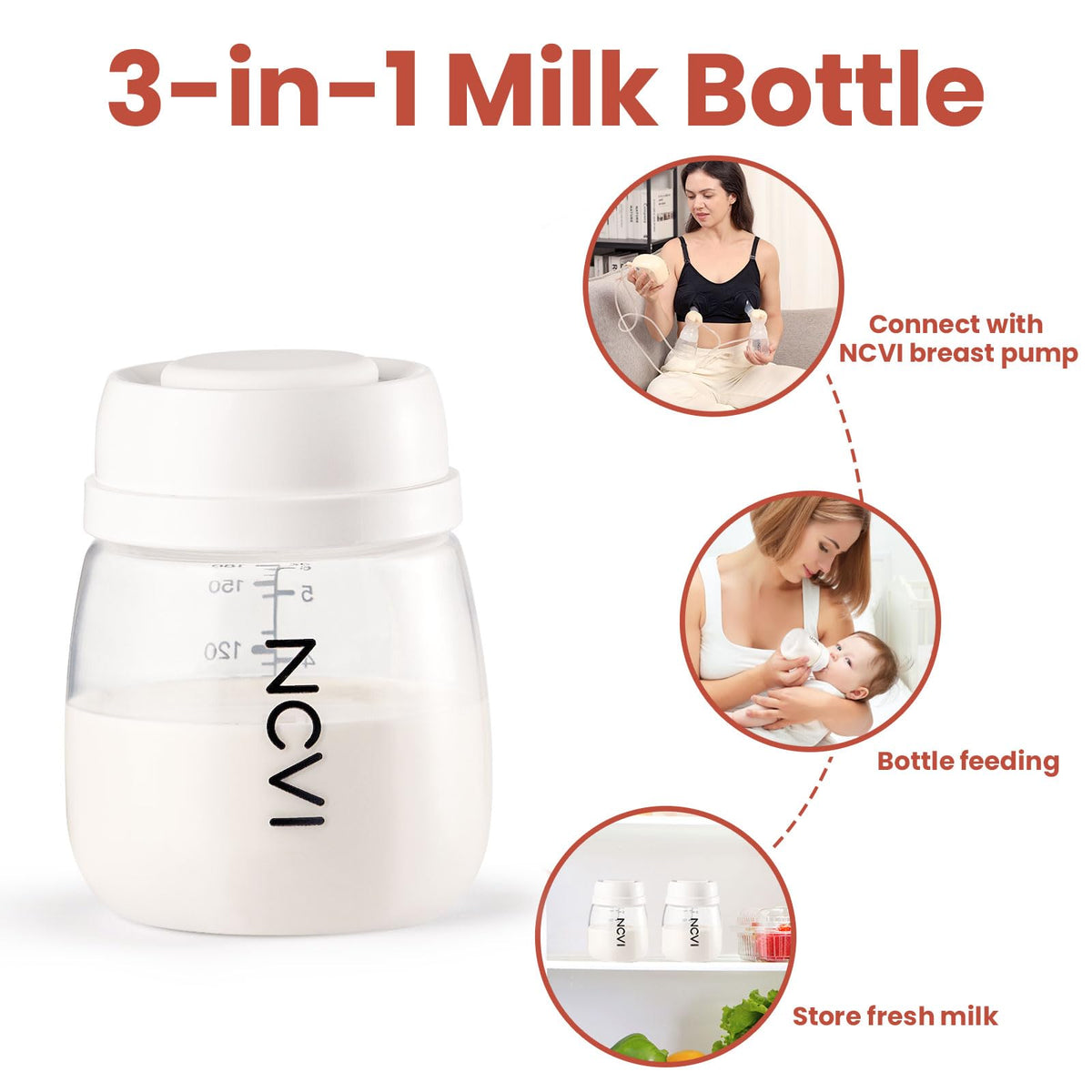 NCVI - Juego de biberones de leche para bomba 8102/8100/8122/8116/8128/8129