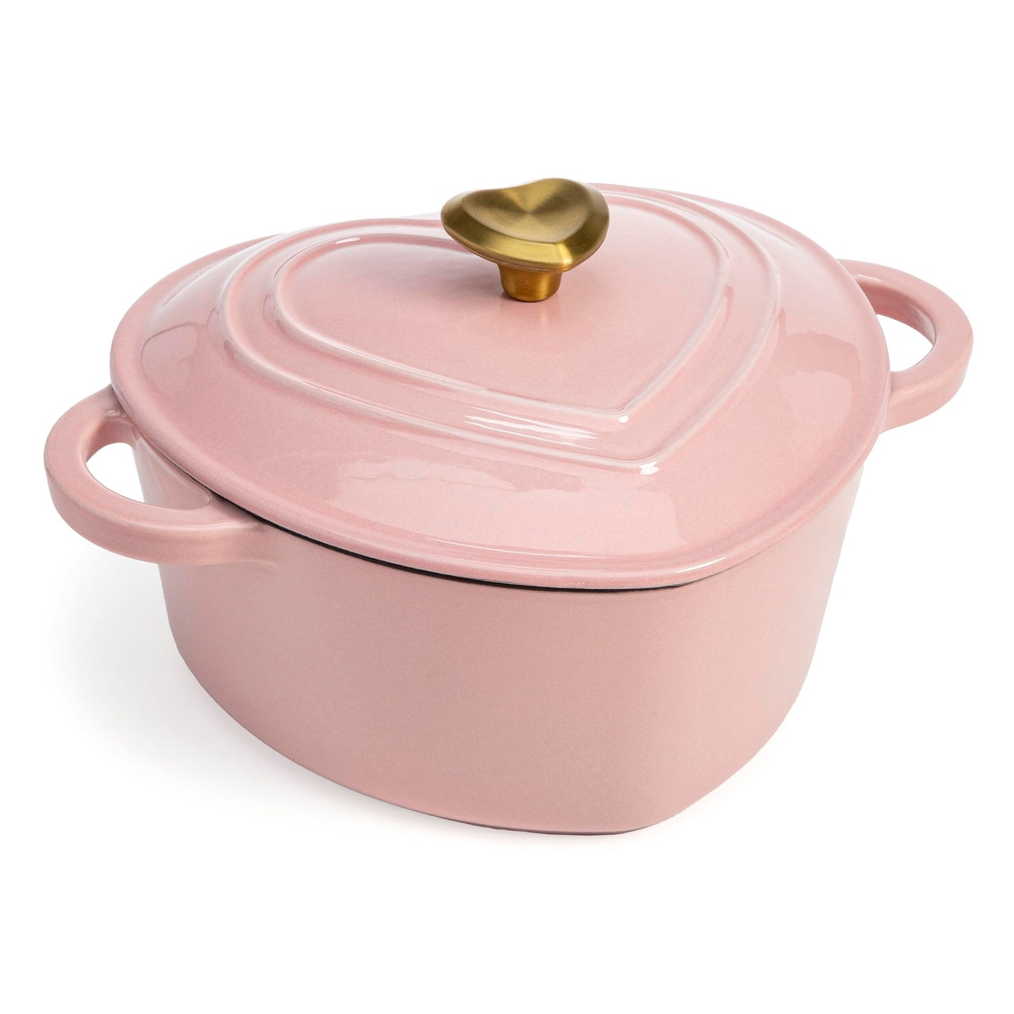 Paris Hilton - Olla en forma de corazón para horno holandés esmaltado con tapa, asas dobles, funciona en todas las estufas, apta para horno a 500 °F, 2 cuartos de galón, rosa