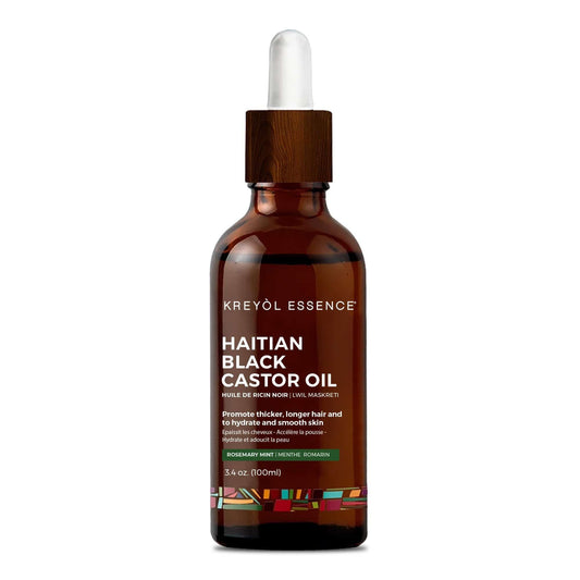 Haitian Black Castor Oil, Rosemary Mint - 100% Pure & Unrefined (Lwil Maskriti/Palma Christi) (3.4oz)
