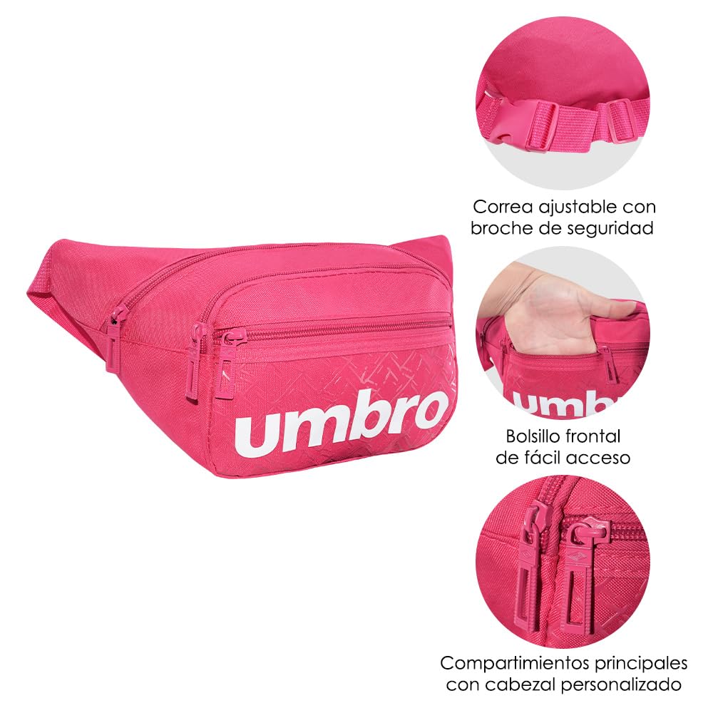 Cangurera Deportiva Umbro Rosa con Compartimientos Amplios para Hombres y Mujeres