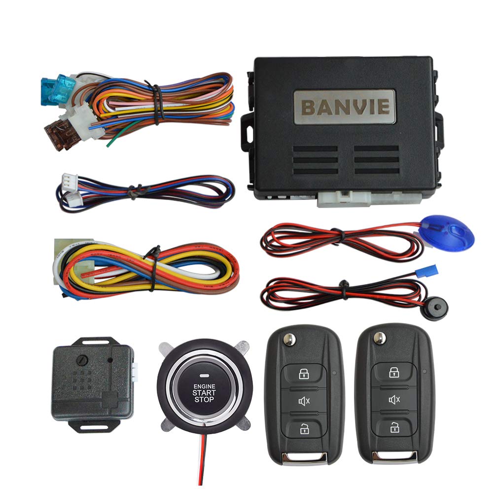 Sistema de Alarma de Coche BANVIE Negro con Arranque Remoto y Encendido Pulsado