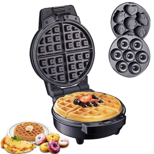 KOLENSA Donut Maker, 3 en 1 máquina eléctrica de pasteles de dibujos animados, tostador de postre desmontable para sándwich, con 3 platos antiadherentes intercambiables extraíbles, para desayuno por