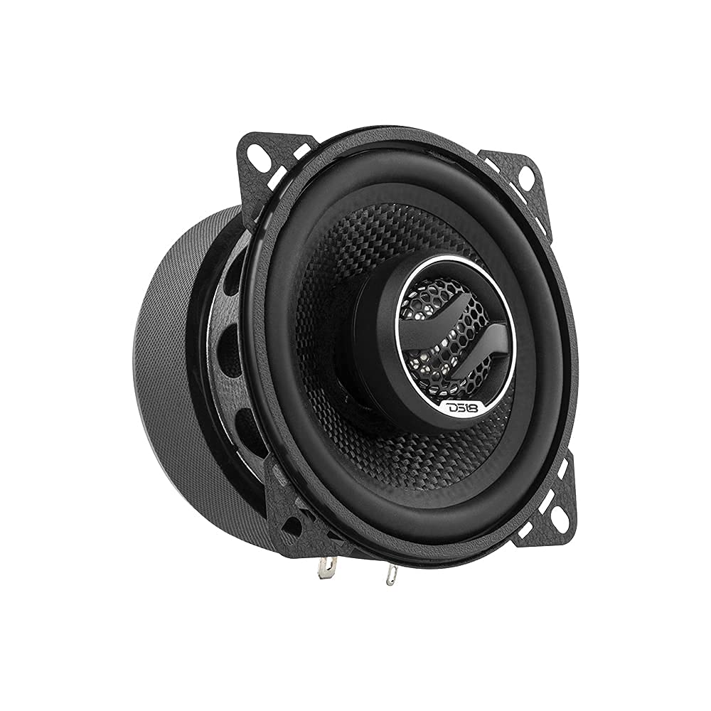 DS18 ZXI-44 Altavoz coaxial de Audio para Coche de 4 Pulgadas con Altavoz de Agudos de neodimio Integrado y Cono de Kevlar – 2 vías 150 vatios máximo 4 ohmios (2 Altavoces)