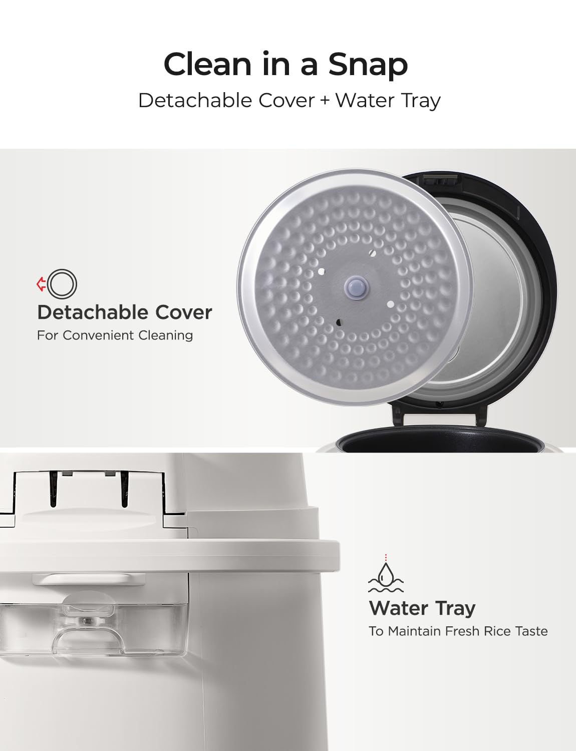 CUCKOO CR-1095 10 tazas (sin cocinar) / 20 tazas (cocidas) Arrocera básica y calentador con olla interior antiadherente, prensa de interruptor (blanco)