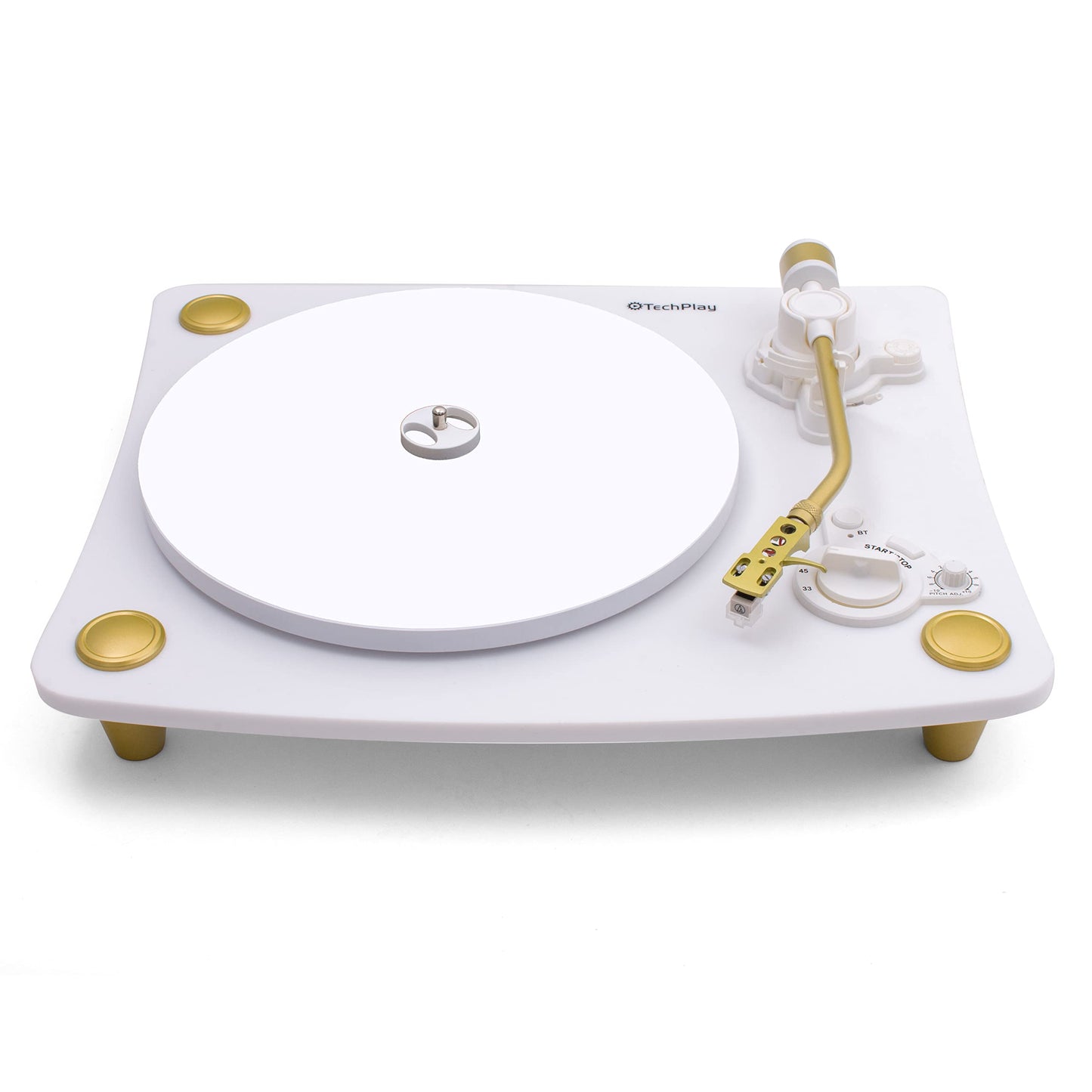 TechPlay Ghost, placa giratoria accionada por correa de 2 velocidades con transmisión Bluetooth. Se conecta a tus altavoces Bluetooth de forma inalámbrica. (Blanco)