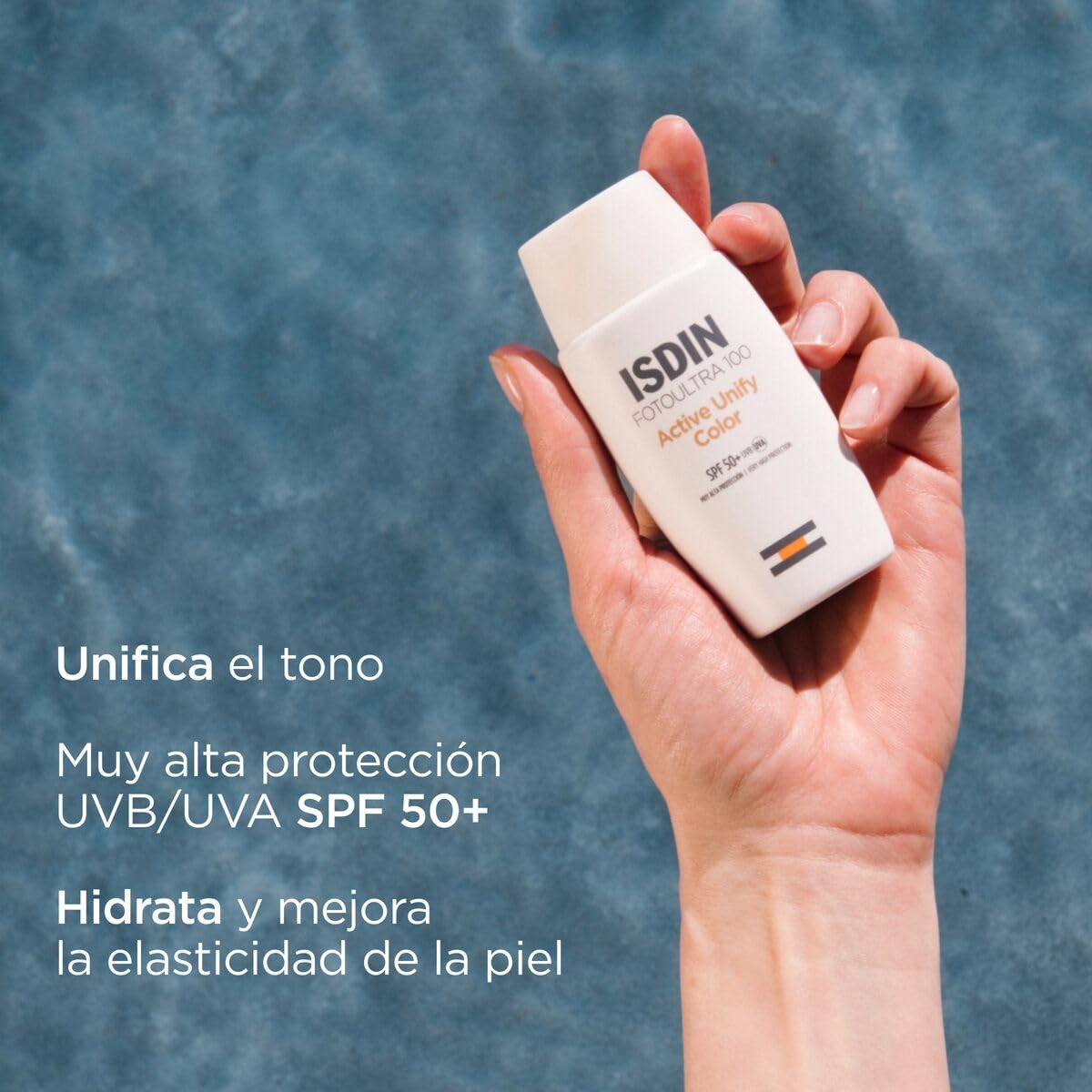 Protector Solar Facial ISDIN FotoUltra 100 Active Unify SPF 50+ con color, Aclara y Unifica el Tono de Piel