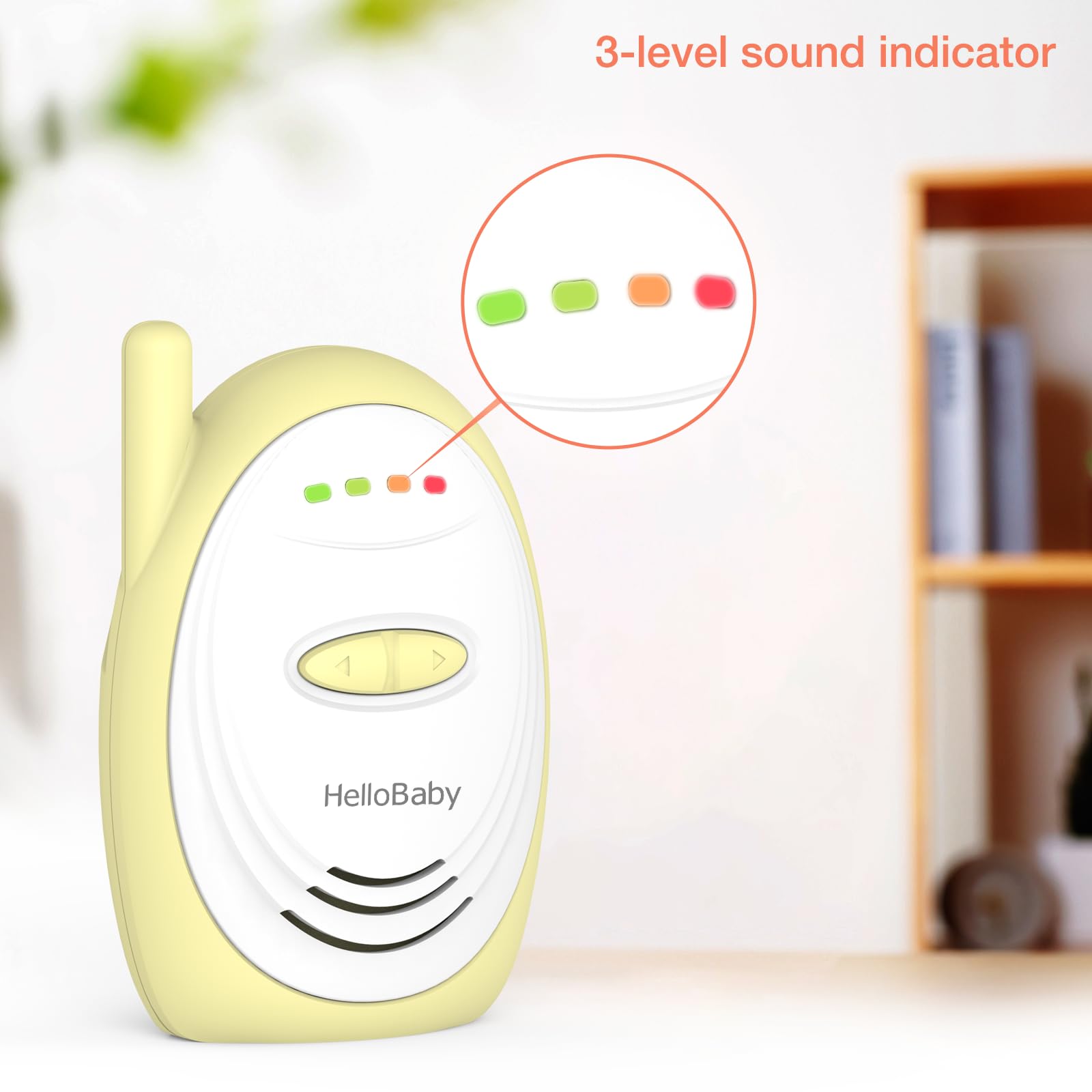 HelloBaby HB178 Monitor de bebé de Audio bidireccional con Sensor de Temperatura, Alerta de Sonido, lullabies y luz Nocturna, Alcance de hasta 1000 pies, HB178.