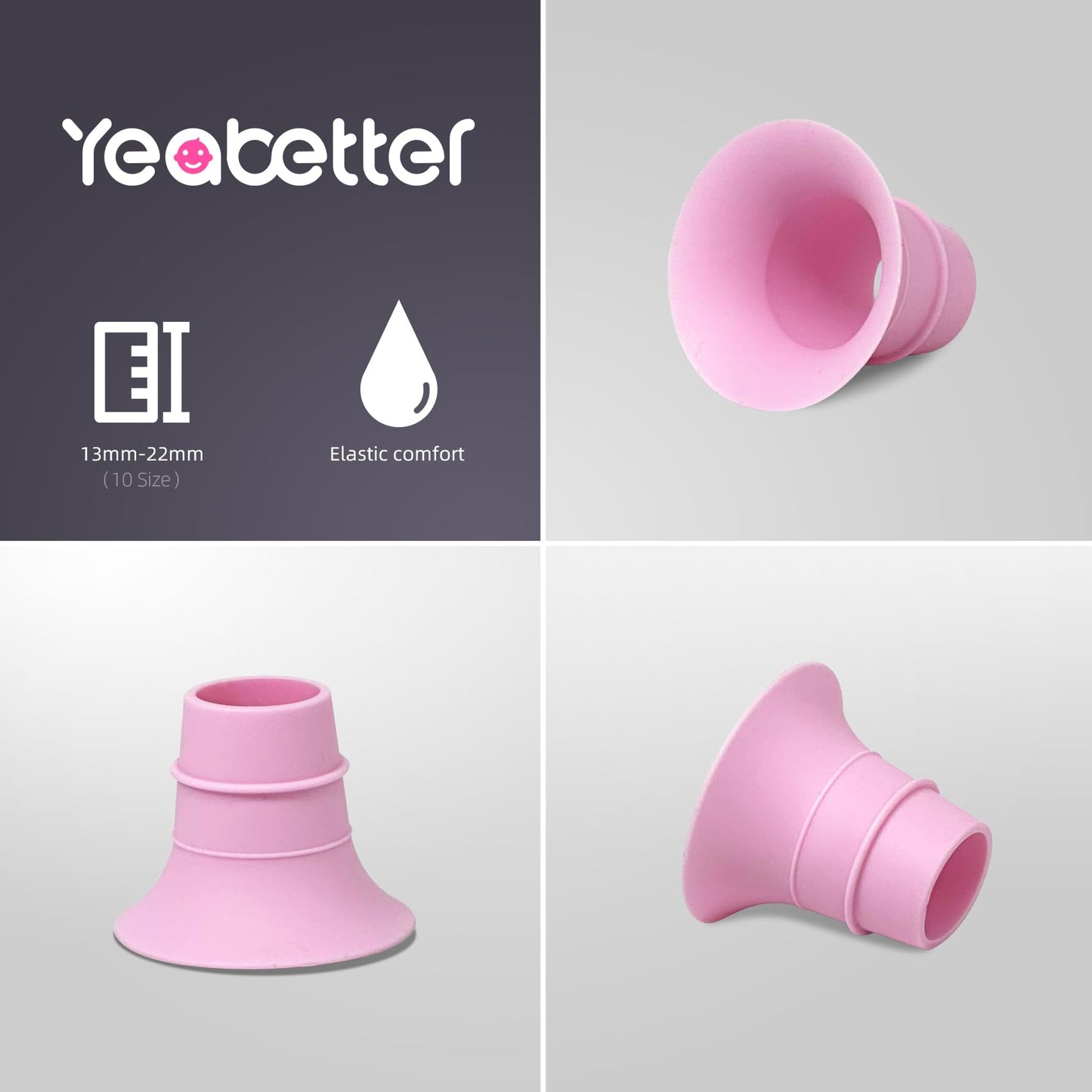 Yeabetter - Inserto de brida de 17 mm compatible con Elvie Stride, S18 S21 S23, Medela, para Spectra S1 S2, TSRETE, Momcozy S9 Pro S10 S12 Pro Bombas portátiles, reduce las bridas de 24 mm del