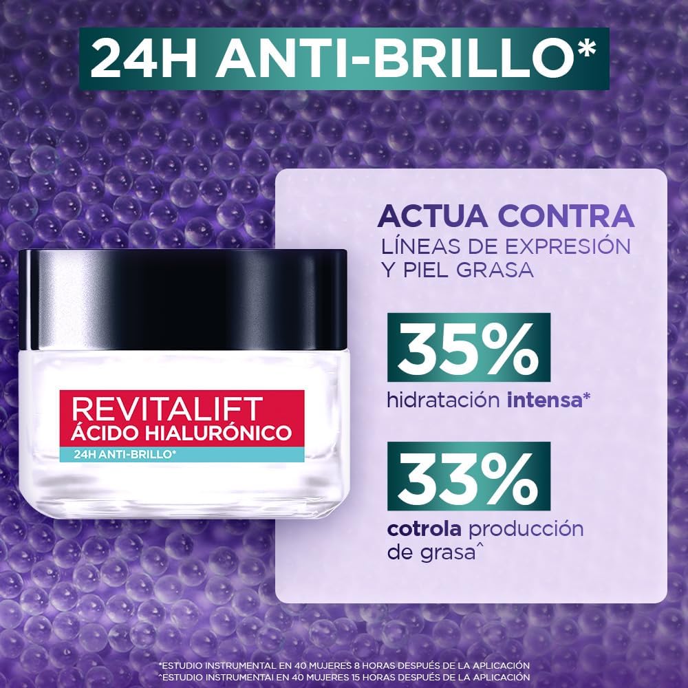 Kit L'Oreal Paris Skincare Serum Facial ácido hialurónico + Crema en Gel Revitalift ácido hialuronico + UV Fluid, protector solar sin color fps50