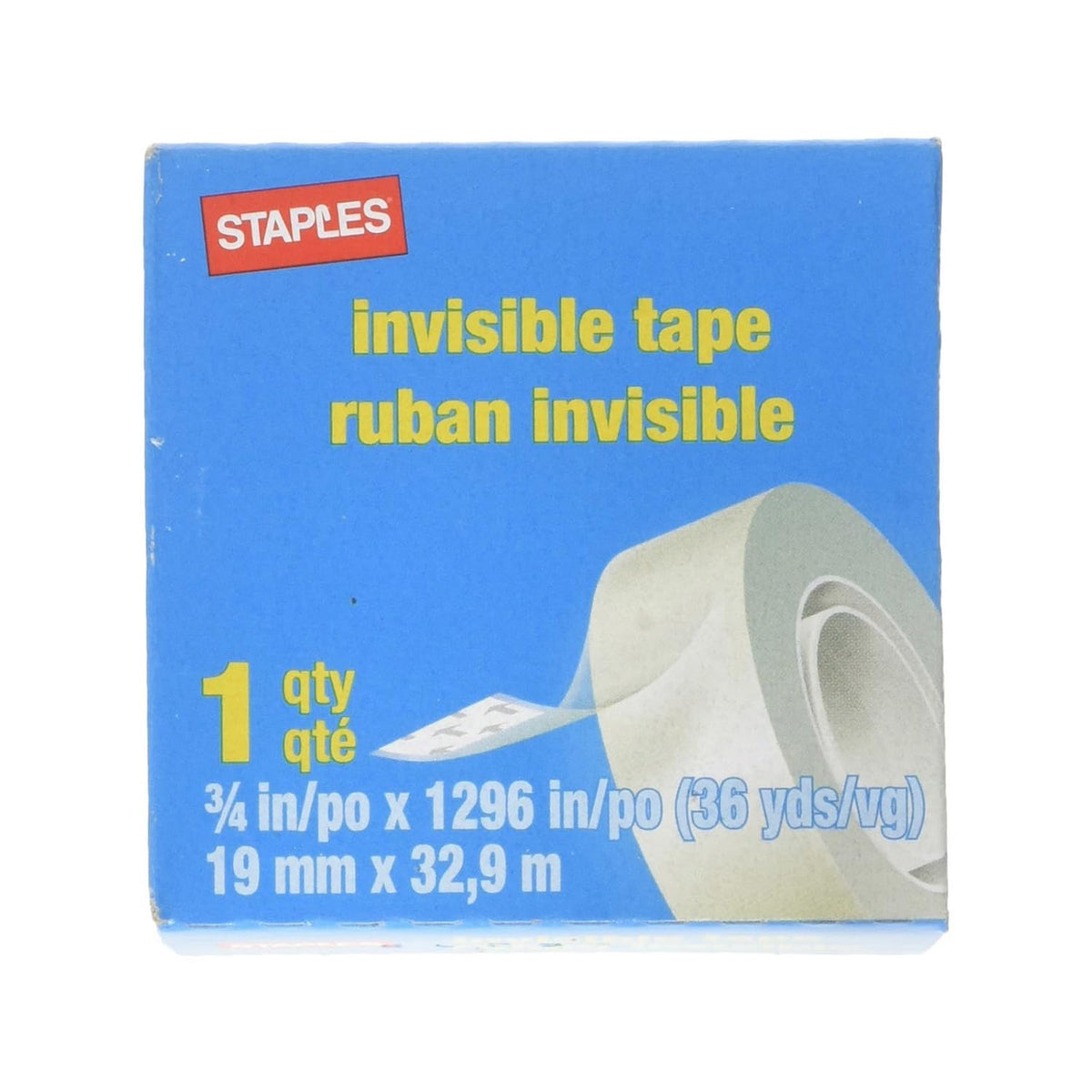 Cinta Transparente Invisible Staples Fácil de Pegar 36 Yardas 12 Rollos