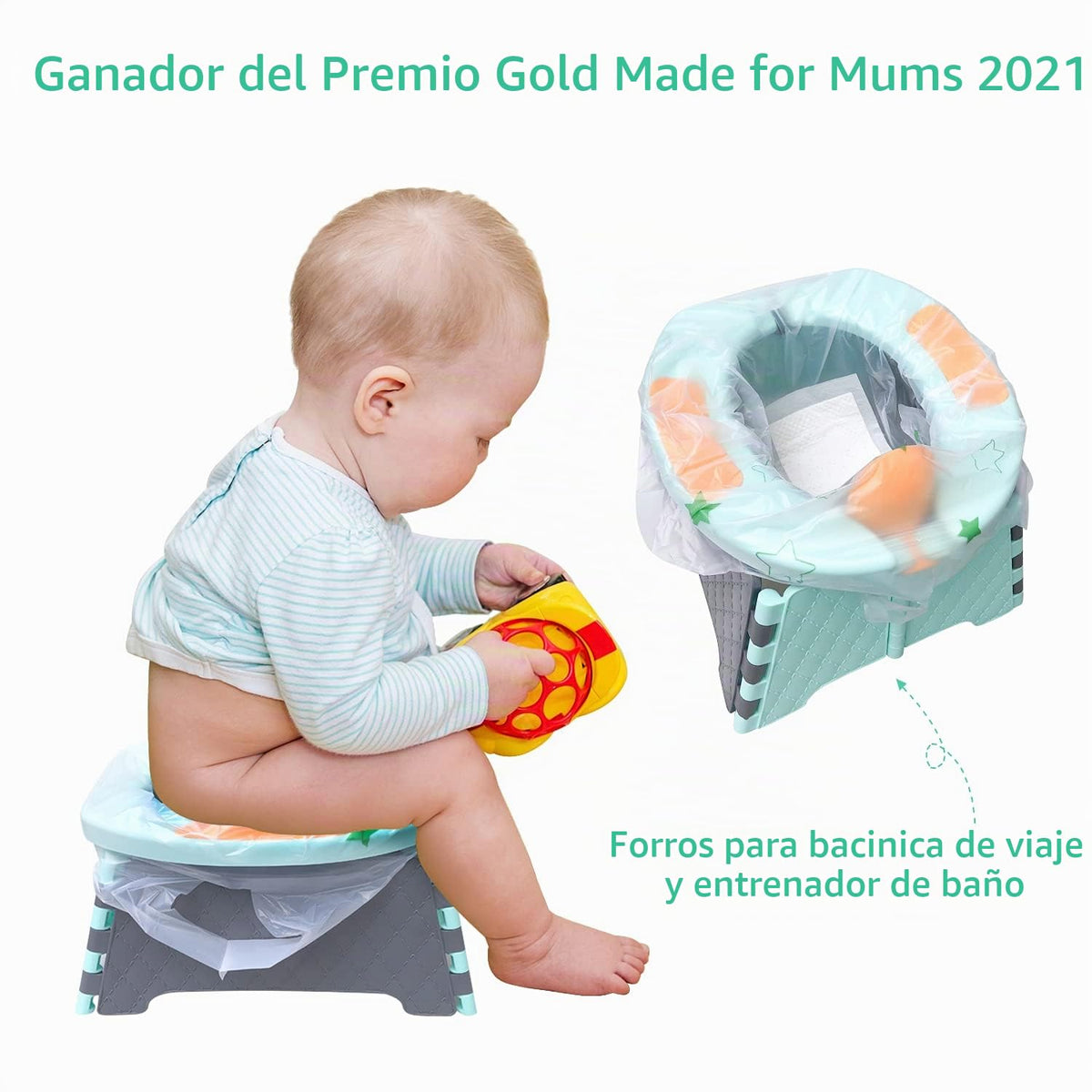 Forros para sillas de orinal, bolsas desechables portátiles para inodoro universal para entrenamiento de orinal, forro de inodoro para bebés de viaje al aire última intervensión, paquete de 30