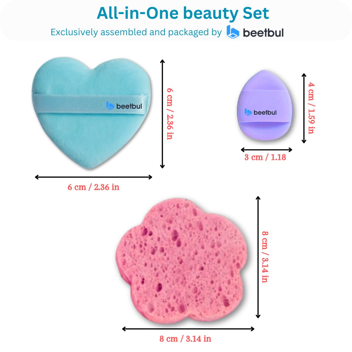 Kit de maquillaje y exfoliación – Polvo compacto Bissú + 1 Almohadilla de terciopelo mediano + 2 Almohadillas de dedos + 1 esponja exfoliante facial (14 Capuccino)
