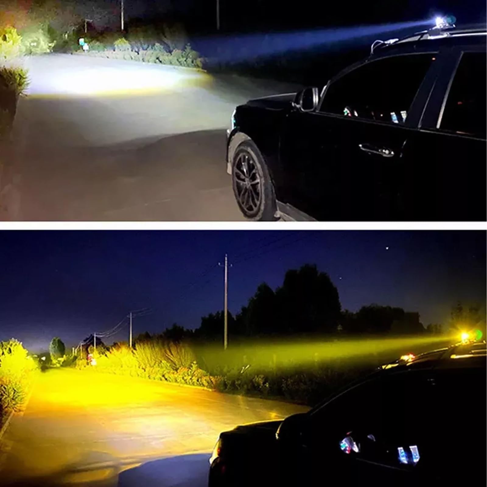 BAKEWAY Luces de Conducción de Motocicleta 65W - Antiniebla Con Dos Colores, 6000K LED Impermeable Para Moto, SUV, UTV, Bicicleta Eléctrica
