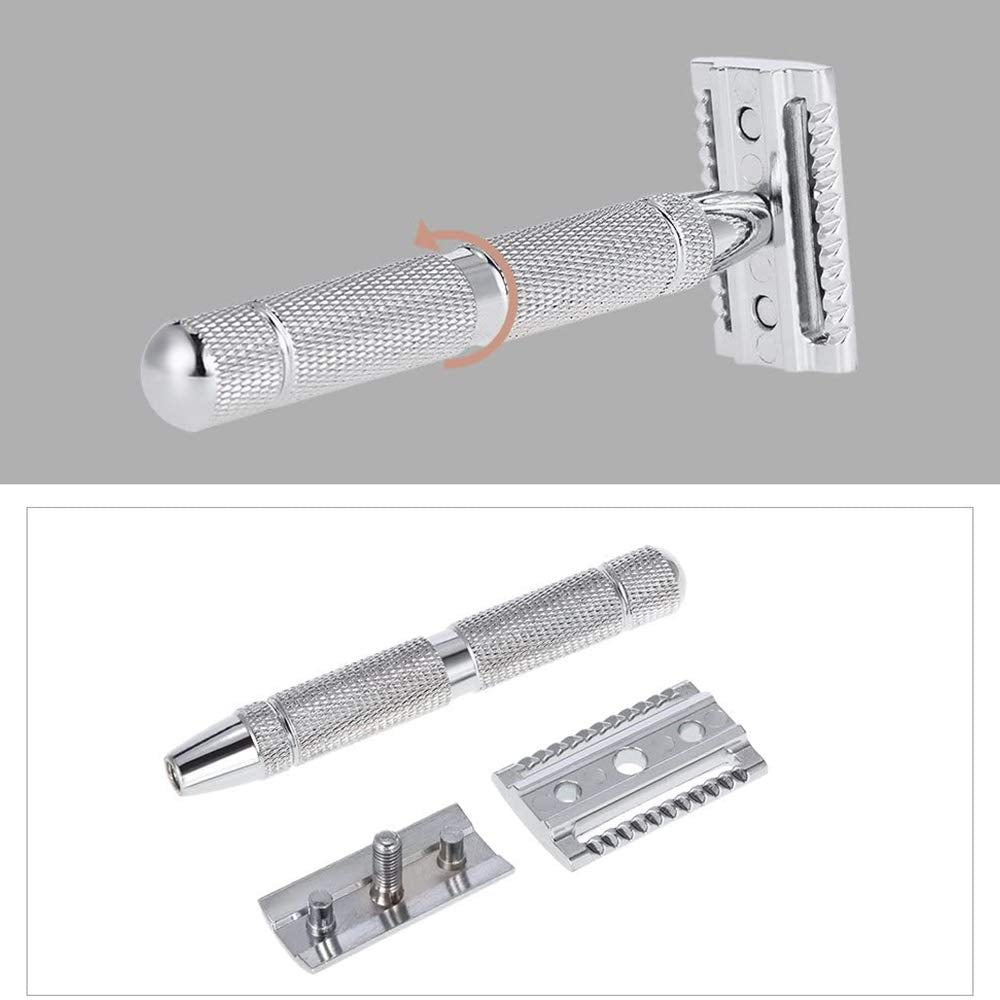 Walory Acero Inoxidable - Maquinilla de Afeitar de Seguridad de Acero Inoxidable, Maquinilla de Afeitar de Doble Filo Tradicional para Hombres, Maquinilla de Afeitar Manual para Barba, Herramienta de