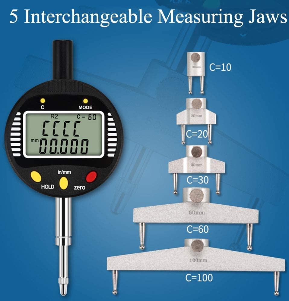 CGOLDENWALL Radiómetro digital de alta precisión radiómetro electrónico interior y exterior, con garra de medición reemplazable de 10 mm / 20 mm / 30 mm / 60 mm / 100 mm, negro 0,2 "- 27,5"