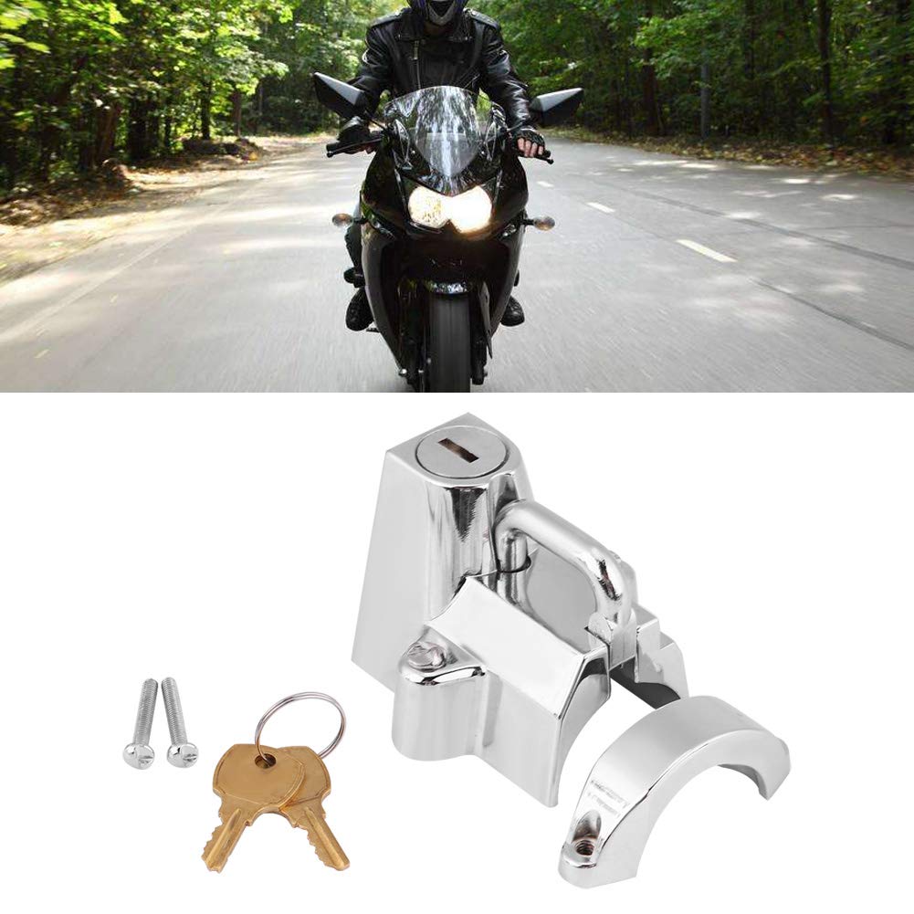 KIMISS Kit de bloqueo de seguridad para casco de motocicleta, para bloqueo de casco de motocicleta Kuryakyn Cruiser 1-1/4 a 1-1/2 4232 (color chapado)