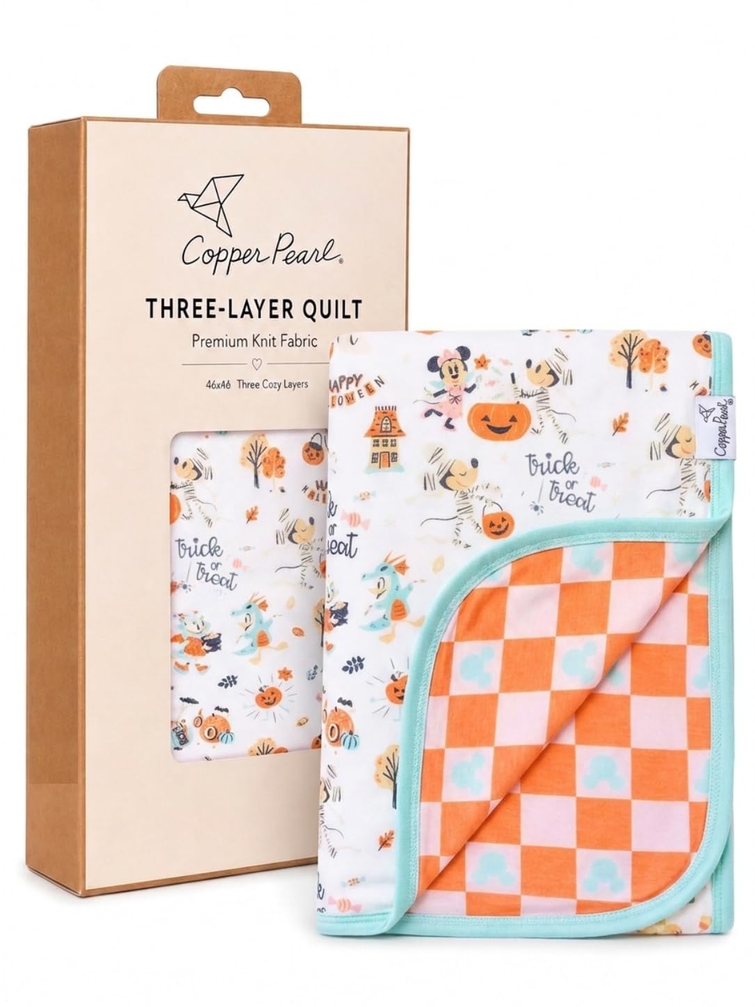Copper Pearl Manta de Lana Premium para Bebé de 3 Capas y Estiradera Mickey Mouse's Boo Bash