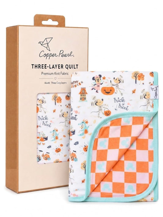Copper Pearl Manta de Lana Premium para Bebé de 3 Capas y Estiradera Mickey Mouse's Boo Bash