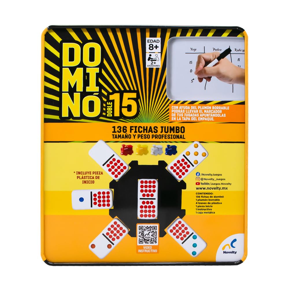 Juego de Mesa Novelty Domino Doble 15 Máxima Calidad Clásico y Tradicional