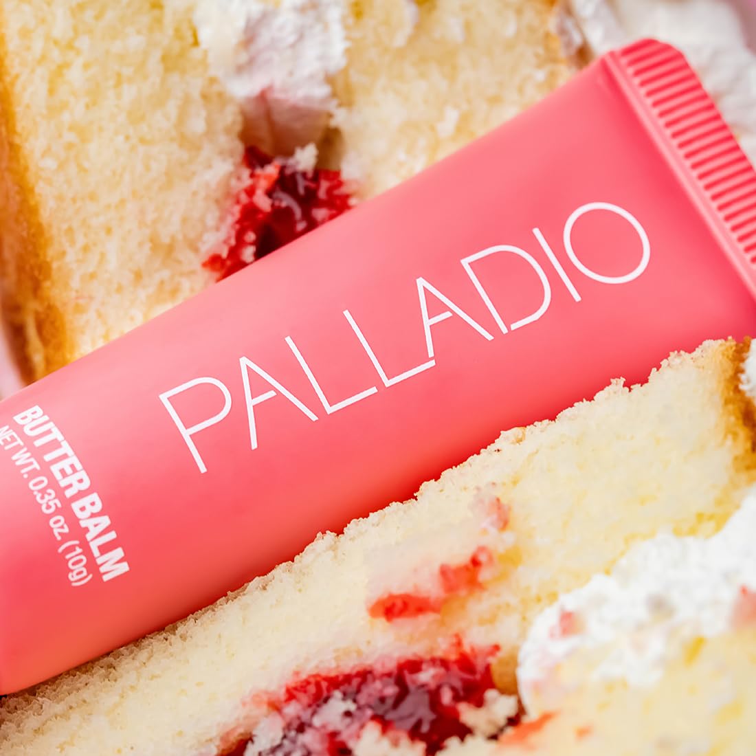Palladio Butter Balm - Bálsamo Labial Hidratante con Tinte Transparente, Aloe, Péptidos, Manteca de Karité y Fórmula Vegana para Hidratación Instantánea, Strawberry Shortcake